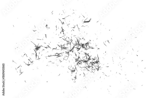 Fotografía Black eraser scrap, shavings pattern isolated on white background, top view, cli