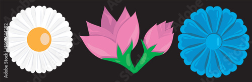 Whimsical Flat Illustration cute flower florals cartoon botanical