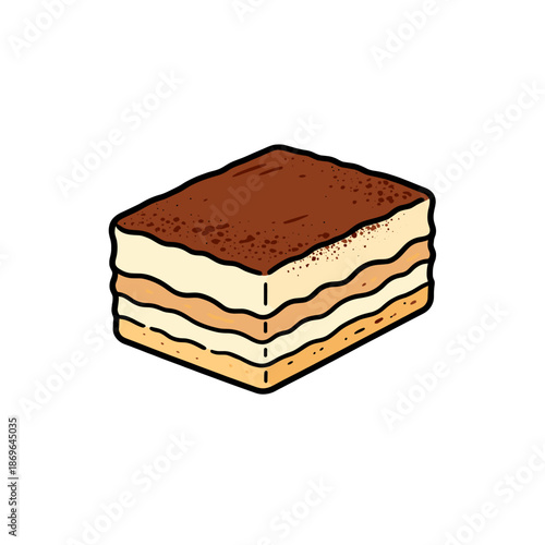 [Vector EPS]A delicious slice of tiramisu cake with multiple layers