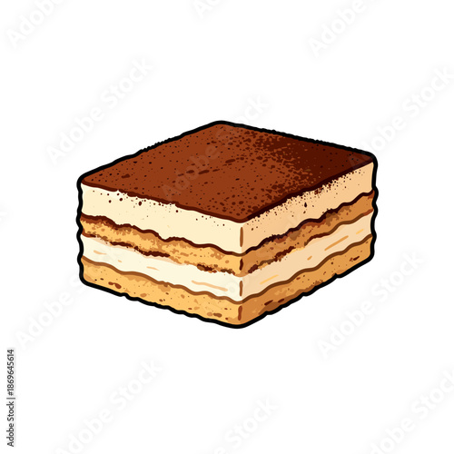 [Vector EPS]Delicious layer cake with chocolate topping and creamy filling