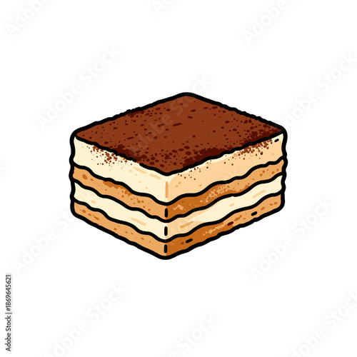 [Vector EPS]A delicious piece of tiramisu cake with layers
