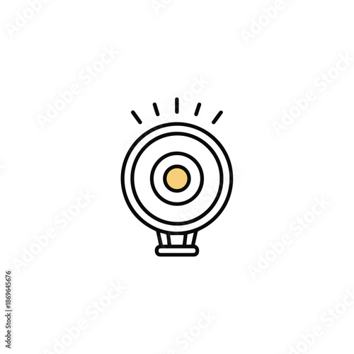 A minimalist line icon of a ringing bell or alarm with vibration marks. It represents a warning, a wake-up call, an important notification, or a security signal.