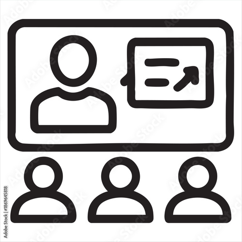Presentation Icon with Speaker and Audience Keywords: presentation, icon, speaker, audience