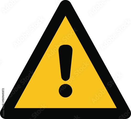 A classic yellow triangular warning sign with a bold black exclamation mark, used to denote caution, hazard alerts, or important safety notifications.