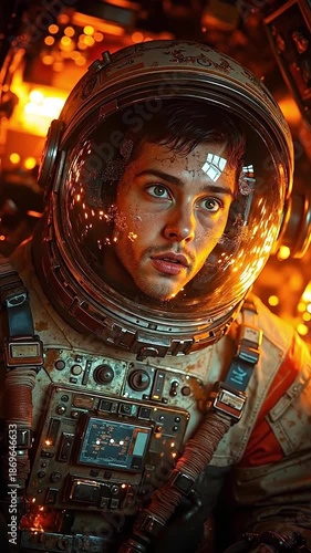 A man in a space suit with a helmet on