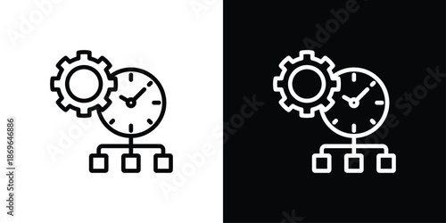Time Management Icon Set Black And White