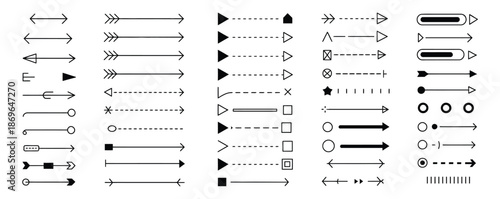 Bullet points vector set, featuring minimalistic icons including arrows, dots, stars, and hearts, ideal for UI UX design, web interfaces, presentations, and professional digital projects