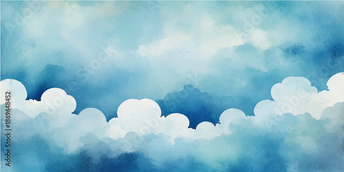 A beautiful clear blue sky with fluffy white clouds and bright summer sunlight creates a breathtaking high atmosphere cloudscape on a sunny day