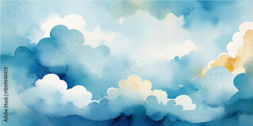 Beautiful blue sky and bright white fluffy clouds on a clear summer day create a stunning nature landscape with sunlight across the atmosphere