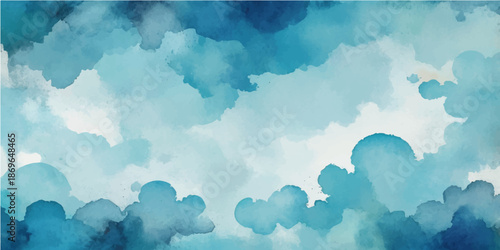 A beautiful blue sky background featuring bright sunlight and fluffy white cumulus clouds creates a clear summer day atmosphere in this stunning nature cloudscape