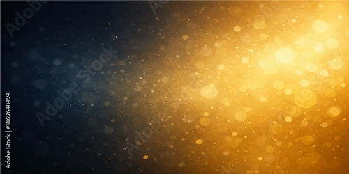 An abstract golden night sky background features a glowing nebula and bright stars scattered across a dark cosmic universe illustration with a fantasy galaxy design