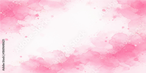 Abstract pink watercolor background with artistic paint splashes and a grunge brush texture on vintage paper creates a colorful heart design for an elegant wallpaper with copy space
