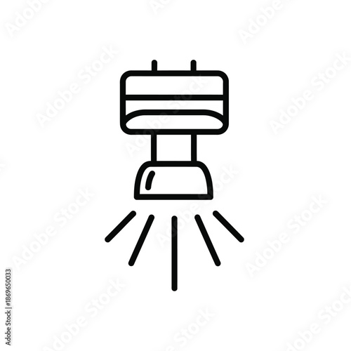 Vector illustration icon a black line icon of a sprinkler head watering system on a white background for irrigation and gardening purposes in landscaping designs