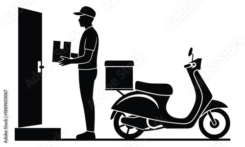 Fast Home Parcel Drop with Scooter Courier Door Handover Scene