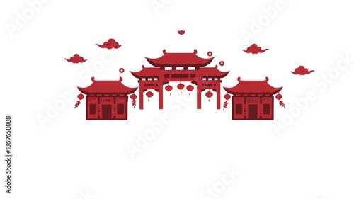 Chinese New Year House Illustration