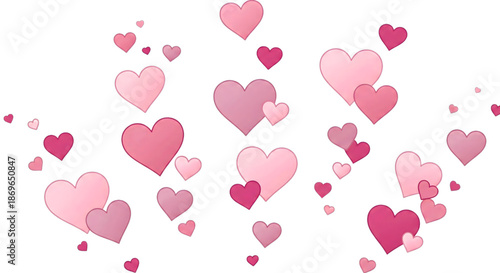 Scattered pink hearts on a black background