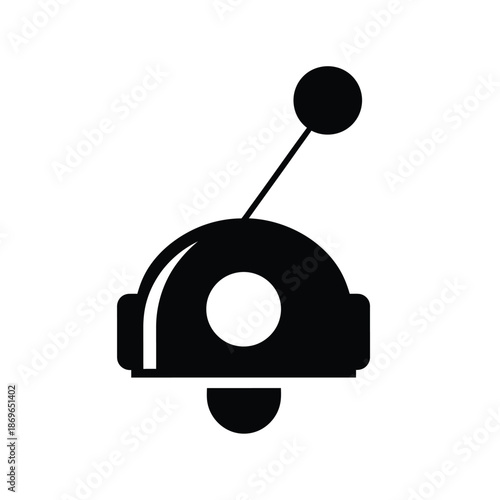 Vector illustration icon black robot head icon with antenna on isolated white background for technology and robotics concepts