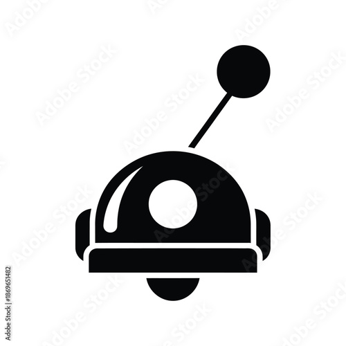 Vector illustration icon black and white robot head icon with antenna on isolated white background simple design