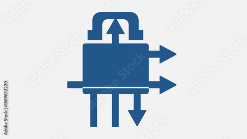 Glossy 3D vector illustration of a gas pump nozzle icon button designed as a square web symbol for service technology and business document printout equipment