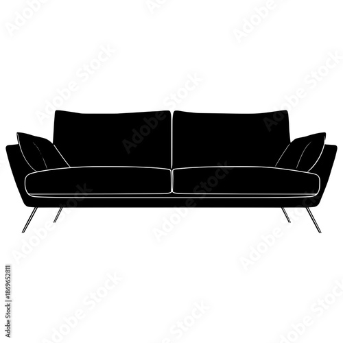 Modern sofa design in black color with simple lines and structure