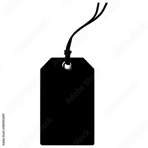 Blank tag hanging from a string in simple design for labeling