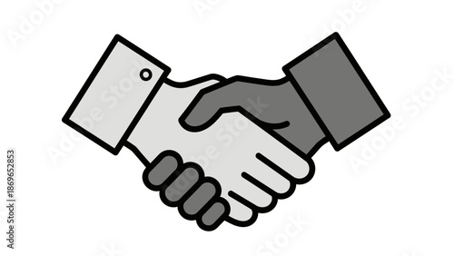 Simple Handshake Line Art Icon, Business Agreement and Trust Symbol on isolated white background