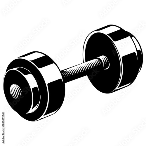 Black and white dumbbell on a plain background with no colors