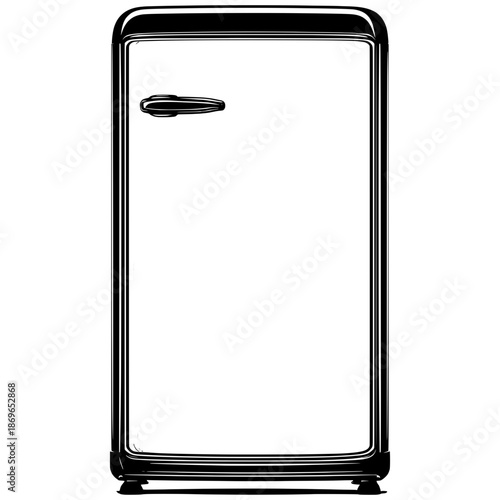 Retro fridge with single door in simple design displayed upright