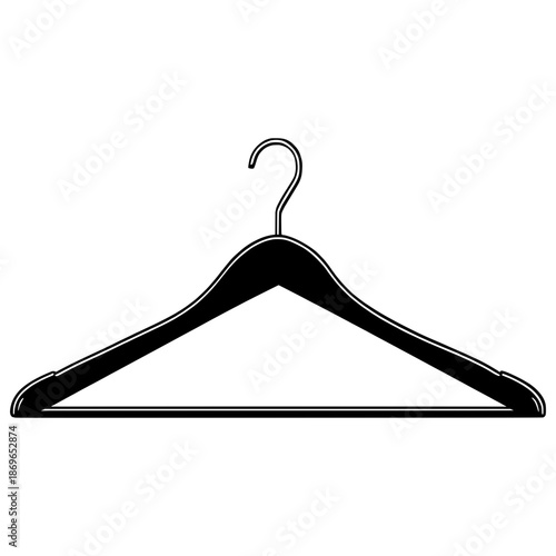 Black clothes hanger on a white background without clothes