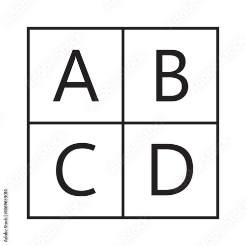 abcd characters. abcd letter black and white. first 4 alphabet. the ABCD letters of the english alphabet on a white isolated background