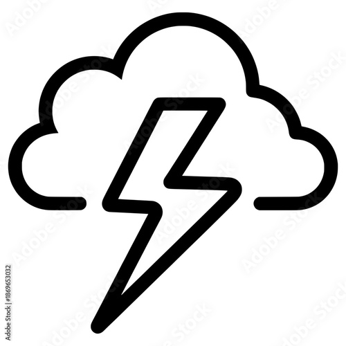 Cloud with lightning sign shows stormy weather conditions clearly