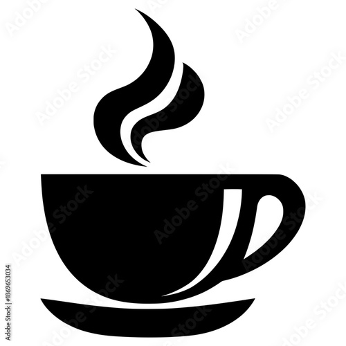 Coffee cup with steam on a simple saucer design