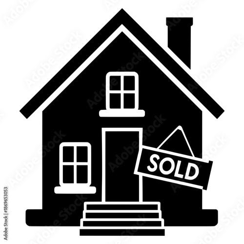 House with sold sign in front of door indicating a recent sale