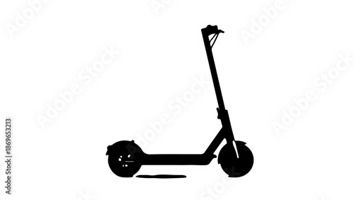 Electric Scooter Silhouette Isolated on White Background for Micro-mobility and Eco-friendly Urban Transport