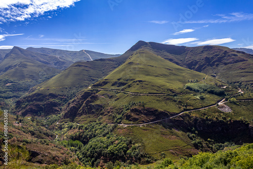 Photos Panoramic mountain landscape of the Courel Mountains with winding roads and gree