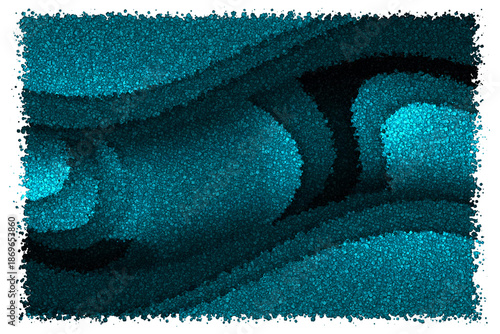 Monochromatic Teal Layered Curves With Soft Shadows and Glowing Highlights for Sleek Tech Design, Made of cubes
