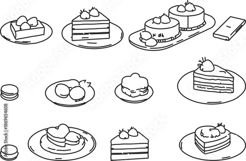 Assorted desserts on plates