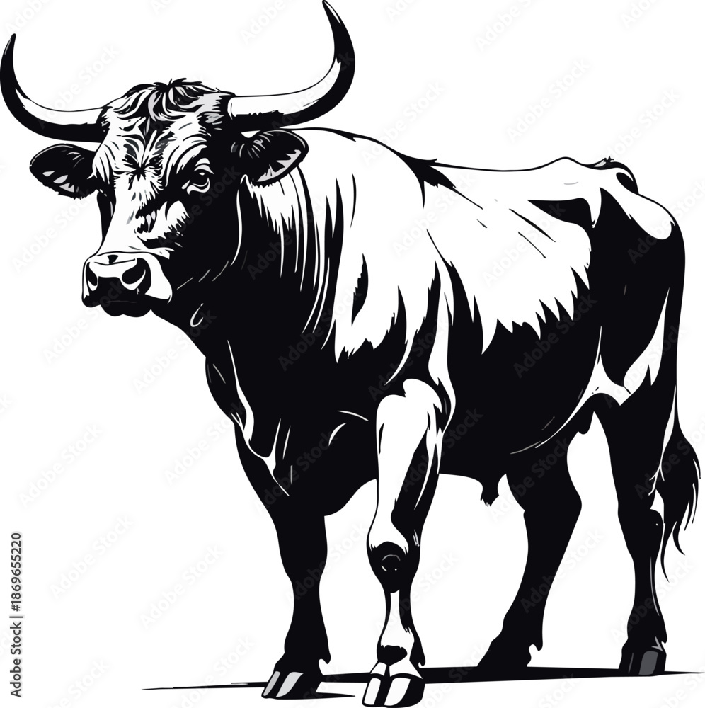 Fototapeta premium Bull Silhouette Vector Illustration