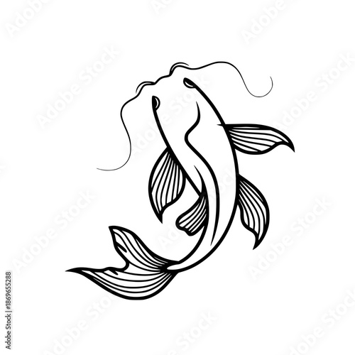 Elegant koi fish swimming in dynamic motion with flowing fins