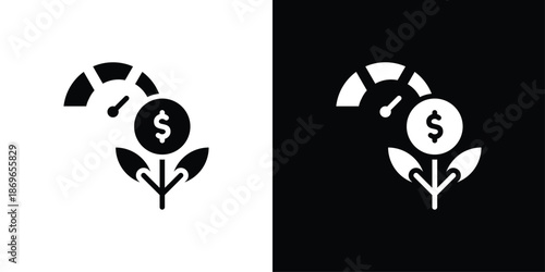 Growth Icon Sheet Black And White