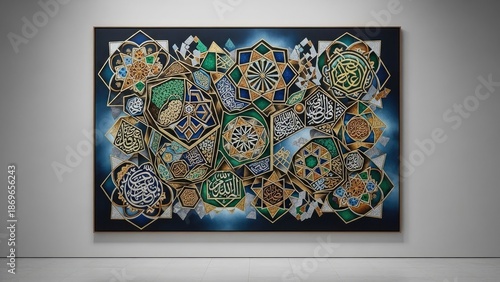 Vibrant Abstract Artwork on Gallery Wall.