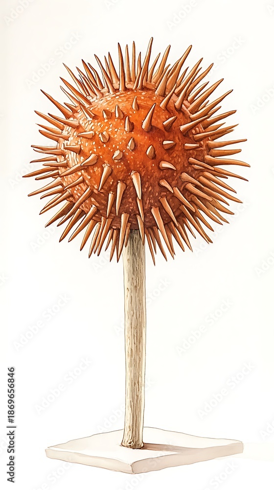 Fototapeta premium Spiky Orb: Botanical Illustration