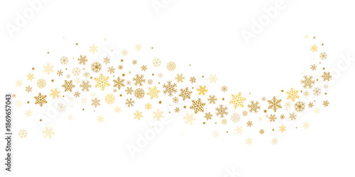 Snowflakes glitter wave border, snow curve vector background, Christmas sparkles confetti.