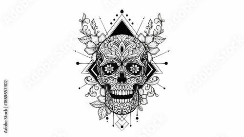 tribal skull tattoo