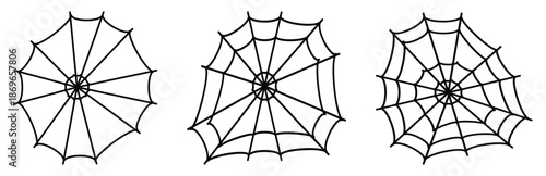 Cobweb and Spider Icon Collection Vector Illustration.