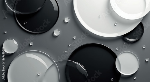 Black and white soft rounded glass shapes