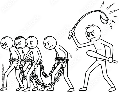Cartoon Characters in Chains Being Whipped.