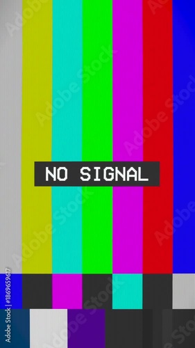 Vertical Retro Analog CRT Television Color Bars With No Signal Title Screen Loop