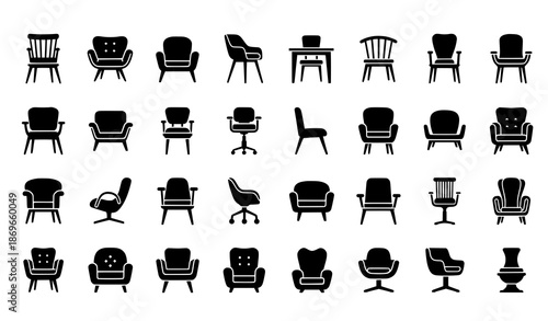 Interior Chair Furniture Silhouette Vector Collection