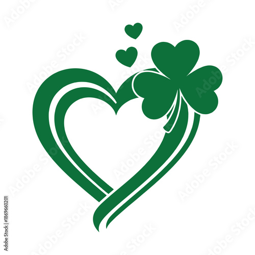 Green heart and shamrock design for st patricks day isolated on